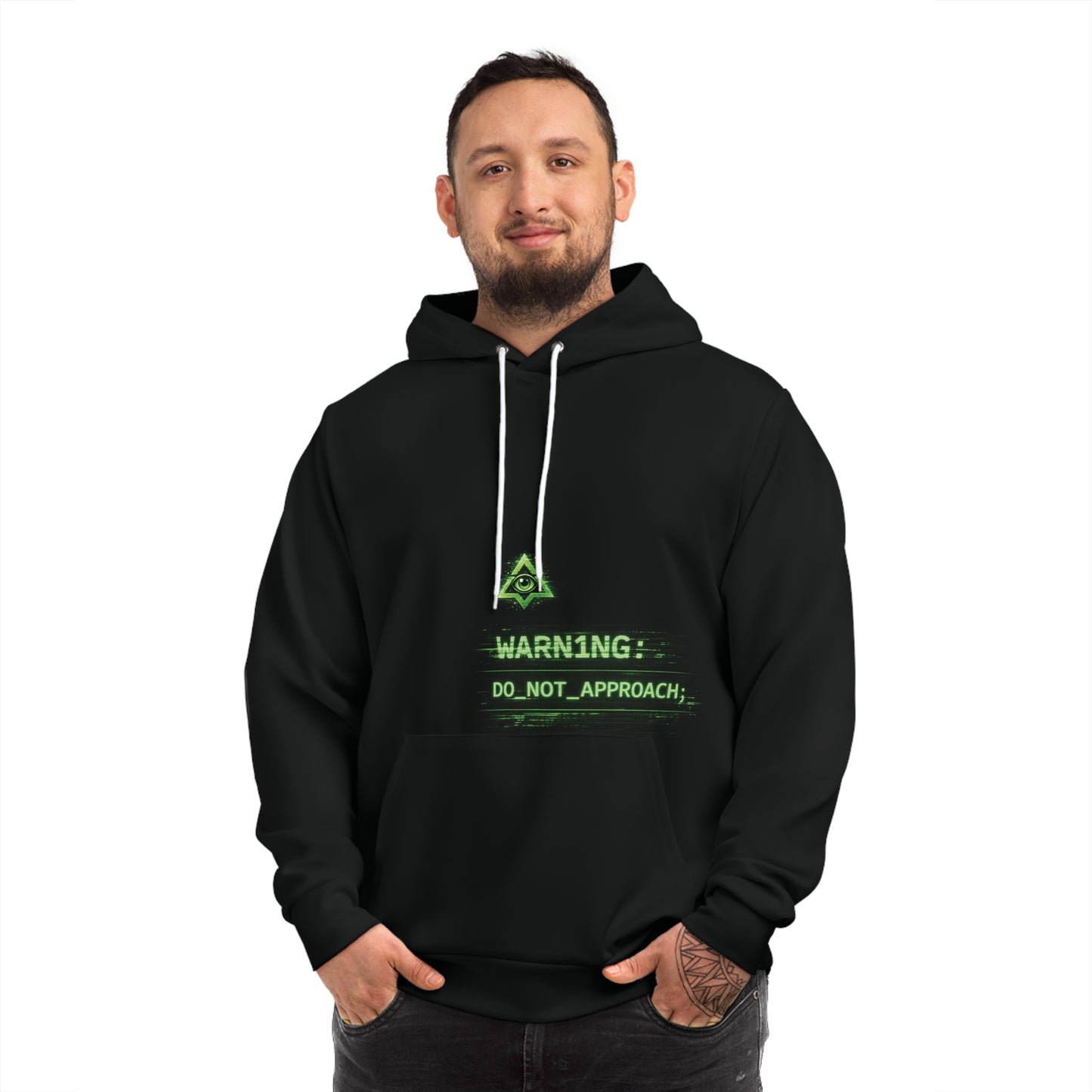Neon Cyber Warning “DO_NOT_APPROACH” Graphic Hoodie