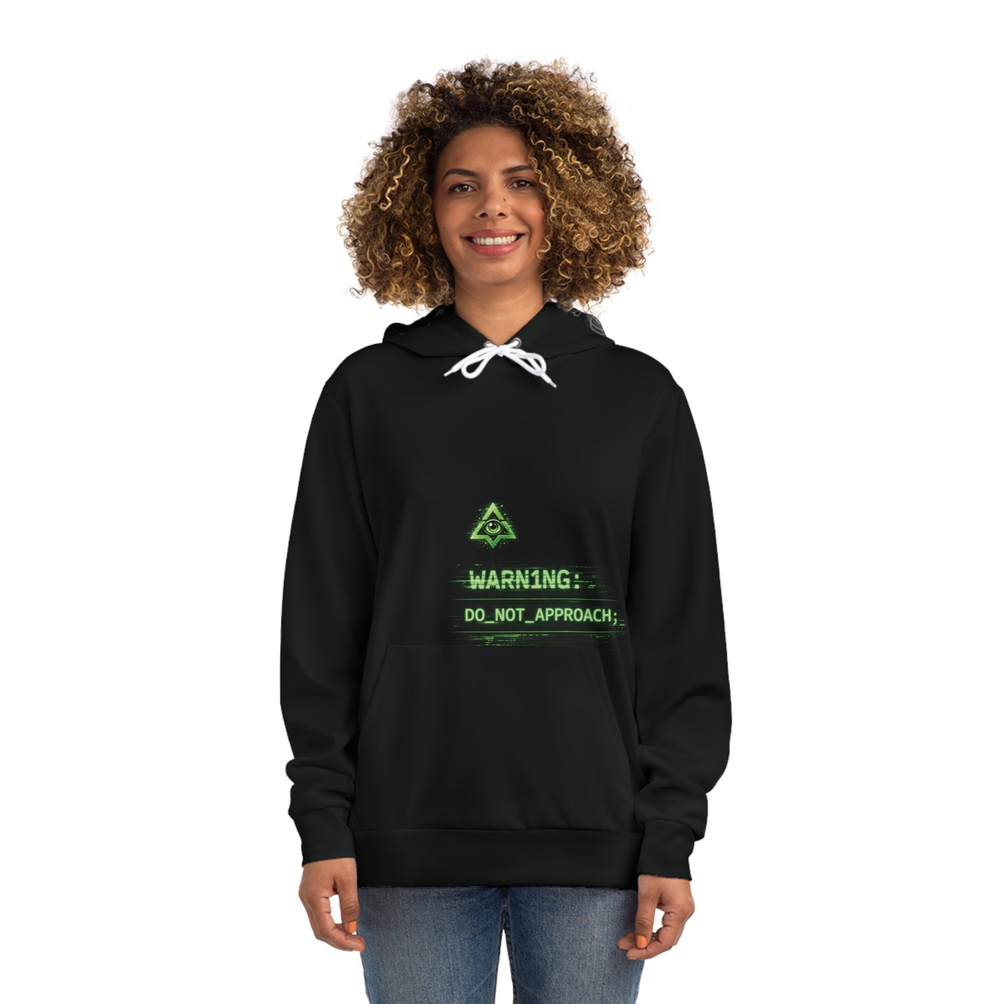 Neon Cyber Warning “DO_NOT_APPROACH” Graphic Hoodie
